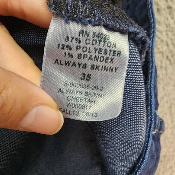 Gap Jeans Womens 35 Blue Cheetah Print Always Skinny Cotton Blend - Picture 4 of 14